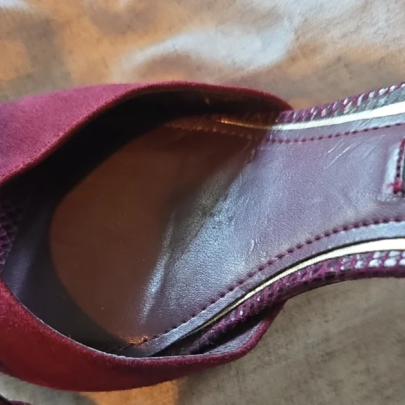 White House Black Market Burgundy Peep-Toe Heels - Picture 5 of 9